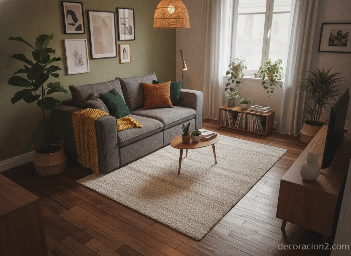 Configuración compacta de sofá modular en un piso pequeño