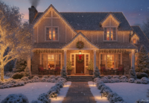 Luces LED para la decoración navideña: guía para iluminar tu casa con estilo y ahorro Fachada de casa decorada con luces LED navideñas de color cálido al anochecer