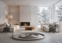 Radiador flexible Ciussai: el radiador de diseño que se enrolla como una manguera Radiador flexible Ciussai enrollado en un salón moderno de invierno