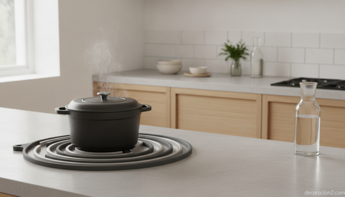Salvamanteles de diseño Snake en una cocina nórdica de estilo minimalista