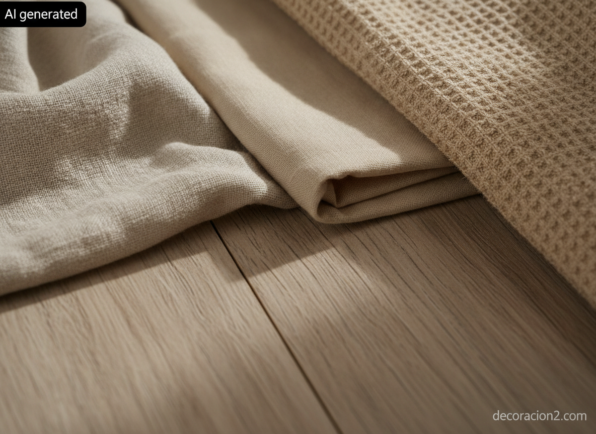 Rebajas de enero en Zara Home: qué comprar, qué evitar y cómo aprovecharlas 9 Detalle macro del tejido de lino lavado, percal de algodón y rizo gofre apilados