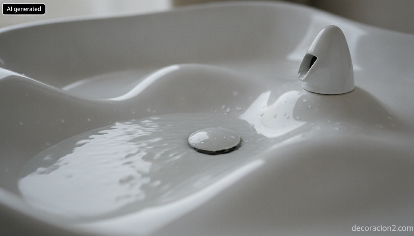 Detalle de la superficie ondulante y el grifo integrado de un lavabo de diseño