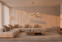 Lámparas de diseño escultural: piezas únicas que transforman tu salón Salón moderno con lámpara de diseño escultural como protagonista