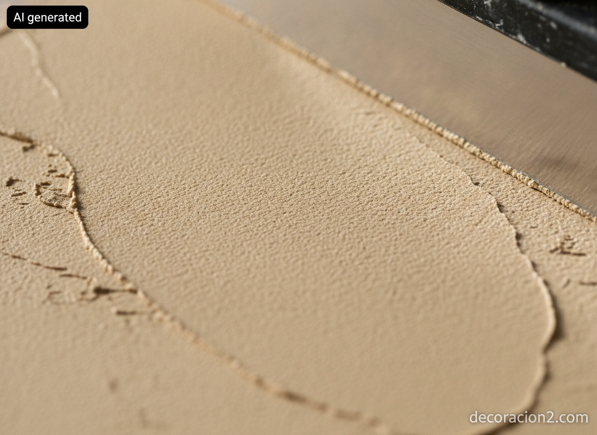 Detalle de la textura nube del microcemento fino aplicado con llana de acero inoxidable