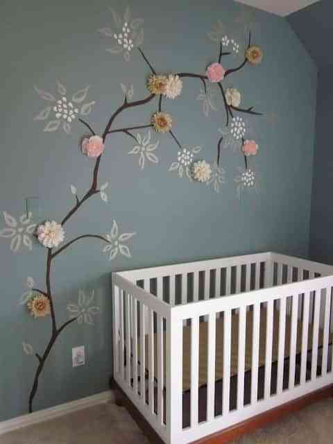 Decorar pared infantil con flores de papel ¡adorable! 2
