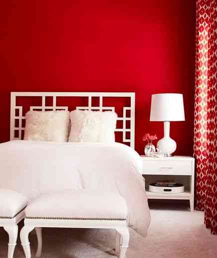 Decoración de un dormitorio en rojo y blanco - Decoración de interiores