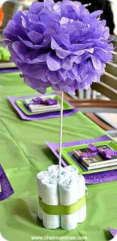 decorar baby shower púrpura