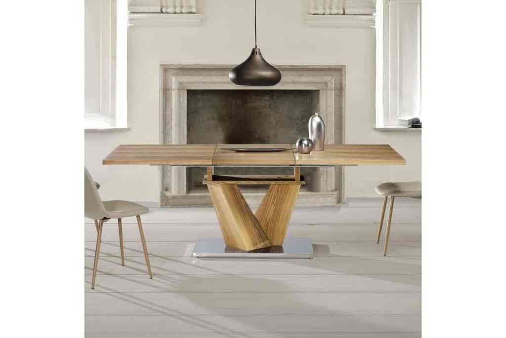 Mesas de comedor de diseño italiano combinadas: madera, cristal y acero 6