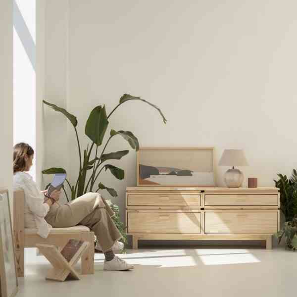Decora con muebles de almacenaje de madera natural